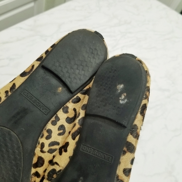 Lands End Ballerina Flats Animal cheetah Print Calf Hair bow accents 8.5 USED - Picture 13 of 15